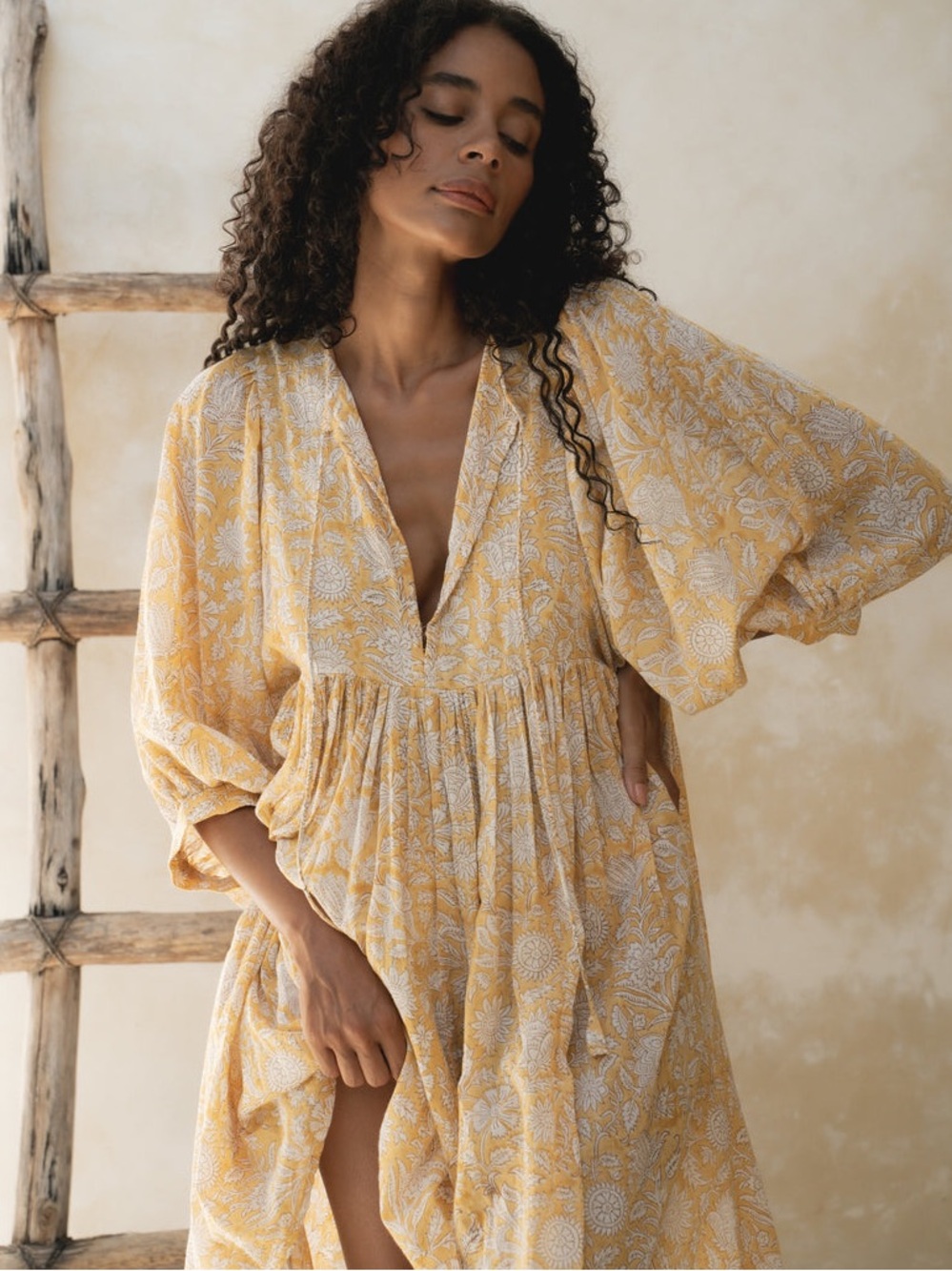 Daughters of India Mini Dress small yellow